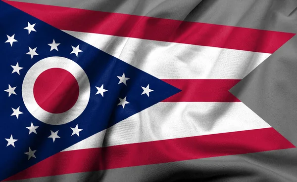 Realisztikus Zászló Ohio Szatén Szövet Textúra Stock Kép