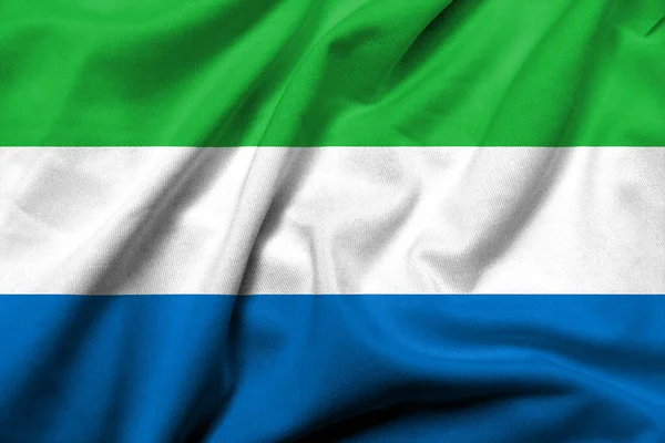 Bandera Realista Sierra Leona Con Textura Tela Satinada Imagen De Stock