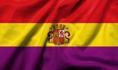 Realistic 3D Flag of Spain (Second Republic 1931-1939) with satin fabric texture