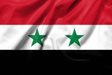 Realistic 3D Flag of Syria with satin fabric texture