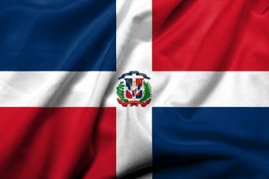 Realistic 3D Flag of the Dominican Republic with satin fabric texture