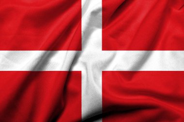 Realistic 3D Flag of the Order of St John with satin fabric texture