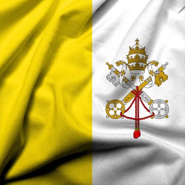 Realistic 3D Flag of the Vatican City with satin fabric texture
