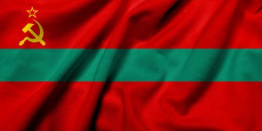 Realistic 3D Flag of Transnistria with satin fabric texture