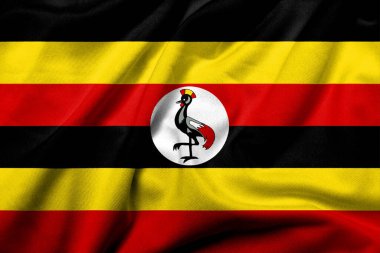 Realistic 3D Flag of Uganda with satin fabric texture
