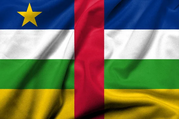 Realistic Flag Central African Republic Satin Fabric Texture — Stockfoto