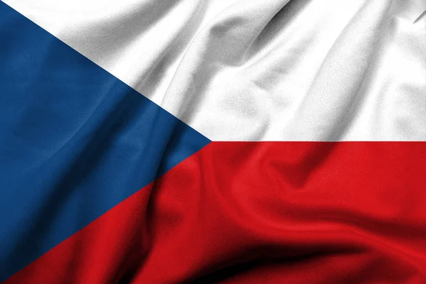 Realistic Flag Czech Republic Satin Fabric Texture — Φωτογραφία Αρχείου