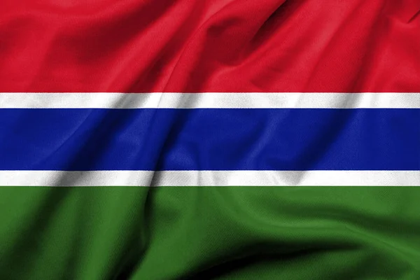 Realistic Flag Gambia Satin Fabric Texture — ストック写真