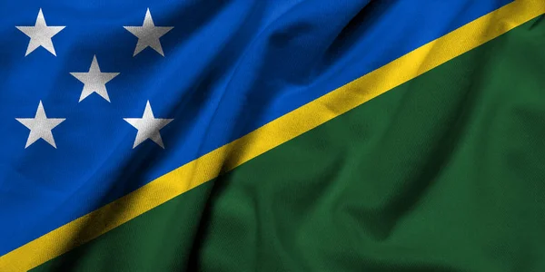 Realistická Vlajka Šalamounových Ostrovů Texturou Saténové Tkaniny — Stock fotografie