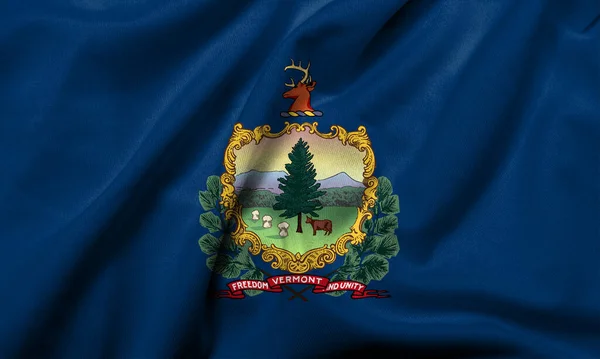 Realistyczna Flaga Vermont Satynową Strukturą Tkanin — Zdjęcie stockowe