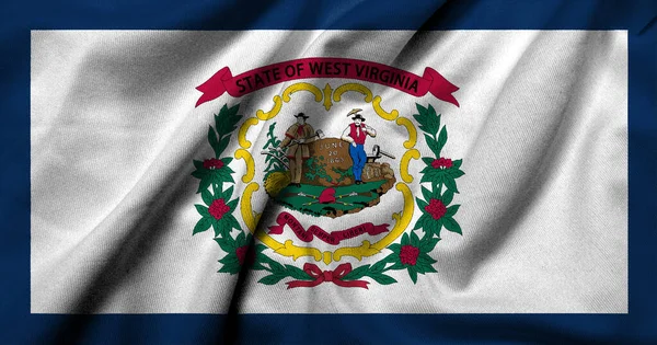 Реалістичний Прапор Західної Вірджинії Атласною Текстурою — стокове фото