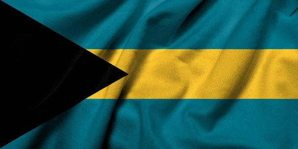 Реалістичний Прапор Багамських Островів Атласною Текстурою Ліцензійні Стокові Зображення