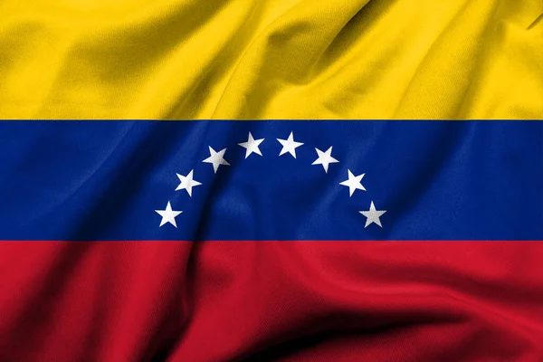 Realistic Flag Venezuela Satin Fabric Texture lizenzfreie Stockfotos
