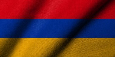 Realistic 3D Flag of Armenia with fabric texture waving