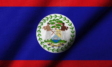 Realistic 3D Flag of Belize with fabric texture waving