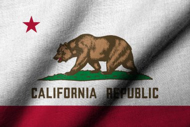 Realistic 3D Flag of California with fabric texture waving