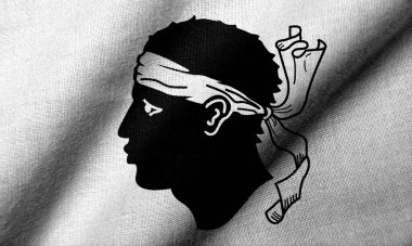 Realistic 3D Flag of Corsica with fabric texture satin