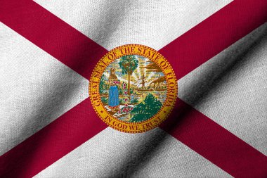 Realistic 3D Flag of Florida with fabric texture waving