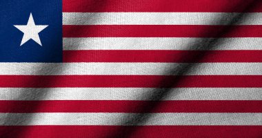 Realistic 3D Flag of Liberia with fabric texture waving