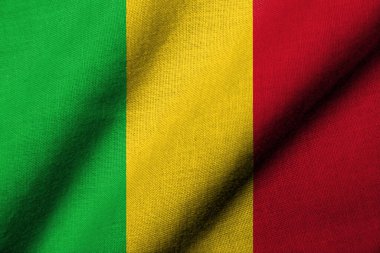 Realistic 3D Flag of Mali with fabric texture waving