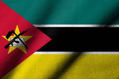 Realistic 3D Flag of Mozambique with fabric texture waving