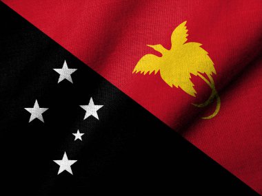 Realistic 3D Flag of Papua New Guinea with fabric texture waving