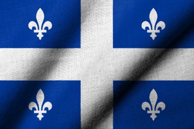 Realistic 3D Flag of Quebec (The Fleurdelise) with fabric texture waving