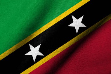 Realistic 3D Flag of Saint Kitts and Nevis with fabric texture waving