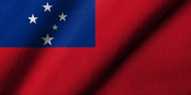 Realistic 3D Flag of Samoa with fabric texture waving