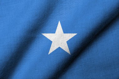 Realistic 3D Flag of Somalia with fabric texture waving