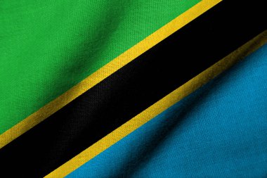 Realistic 3D Flag of Tanzania with fabric texture waving
