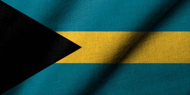 Realistic 3D Flag of the Bahamas with fabric texture waving
