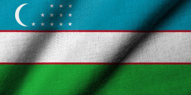 Realistic 3D Flag of Uzbekistan with fabric texture waving