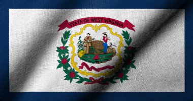 Realistic 3D Flag of West Virginia with fabric texture waving