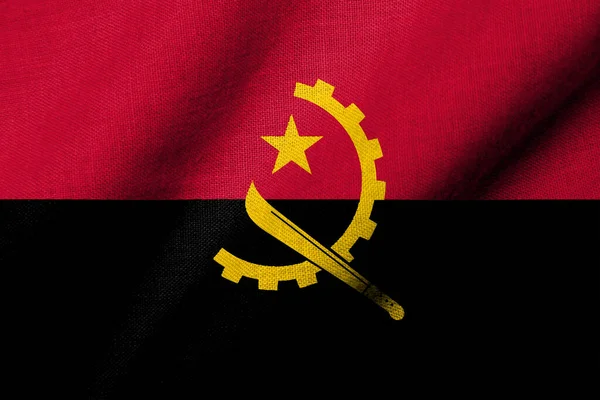 Realistic Flag Angola Fabric Texture Waving — ストック写真