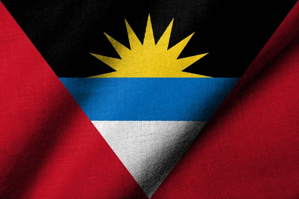 Realistic Flag Antigua Barbuda Fabric Texture Waving — Stockfoto