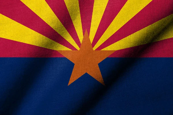 Bandeira Realista Arizona Com Textura Tecido Acenando — Fotografia de Stock