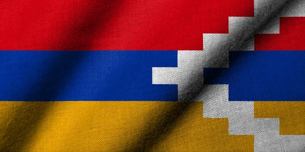 Realistic Flag Artsakh Fabric Texture Waving —  Fotos de Stock