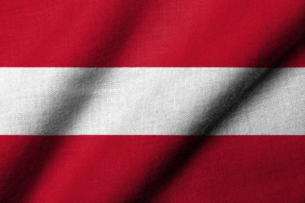 Realistická Vlajka Rakouska Texturou Tkaniny — Stock fotografie