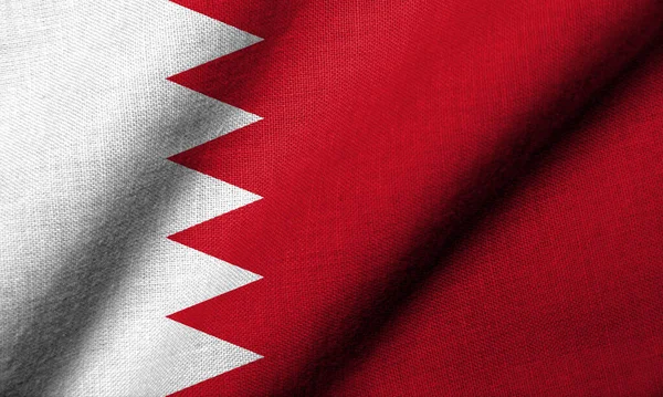 Bandera Realista Bahréin Con Textura Tela Ondeando — Foto de Stock