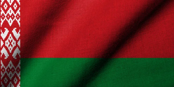 具有织物质感挥动的现实三维白俄罗斯国旗 — 图库照片