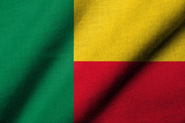 Realisztikus Zászló Benin Szövet Textúra Integetett — Stock Fotó