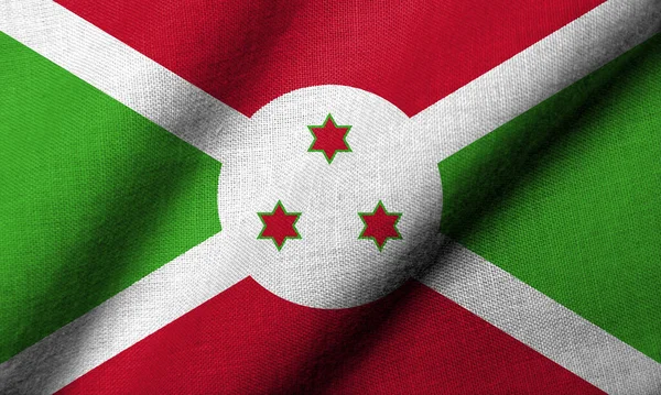 Realistic Flag Burundi Fabric Texture Waving — Fotografia de Stock