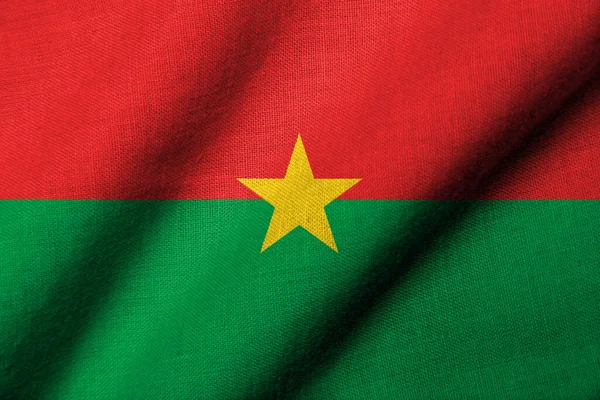 Реалистичный Флаг Буркина Фасо Текстурой Ткани Размахивая — стоковое фото