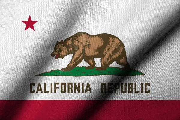Bandeira Realista Califórnia Com Textura Tecido Acenando — Fotografia de Stock