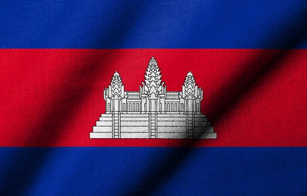 Realistic Flag Cambodia Fabric Texture Waving — Stock fotografie