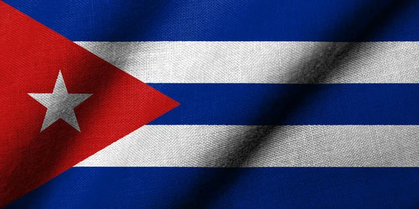 Реалістичний Прапор Куби Тканиною Текстури Розмахуючи — стокове фото