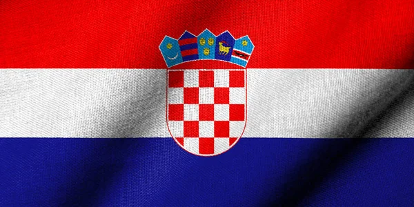 Реалистичный Флаг Хорватии Размахиванием Текстурой Ткани — стоковое фото
