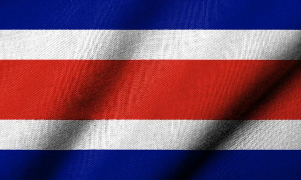 Реалистичный Флаг Коста Рики Текстурой Ткани Размахивая — стоковое фото