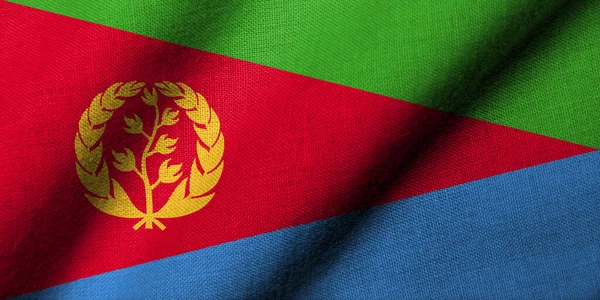 Bandeira Realista Eritreia Com Textura Tecido Acenando — Fotografia de Stock